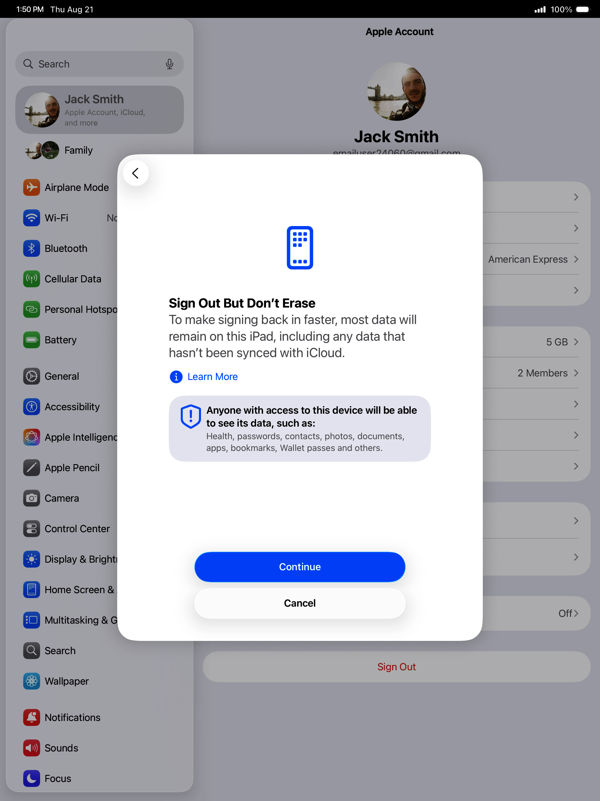 Apple iPad 10th Generation - Signing in and out of your Apple ID