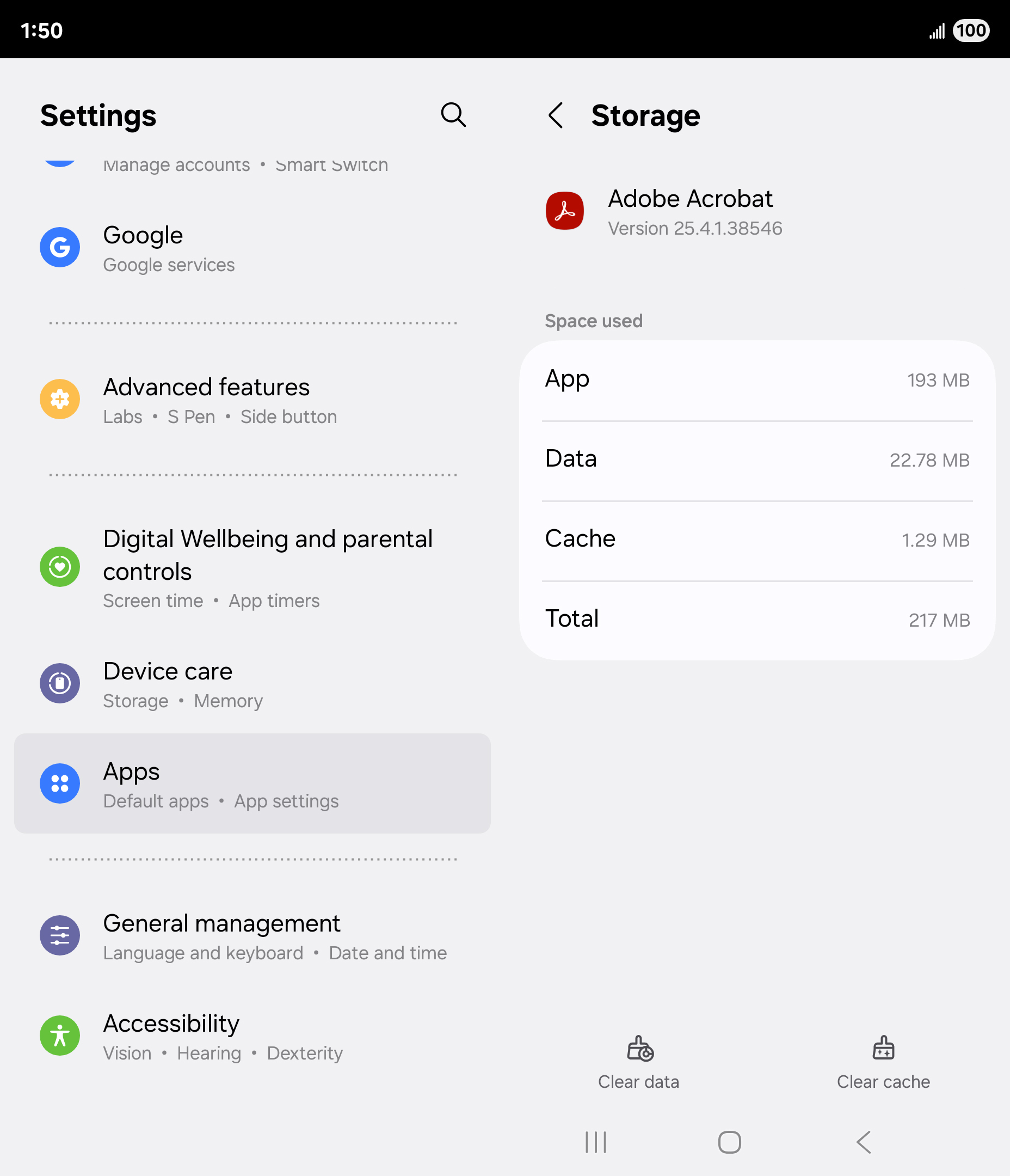 Samsung Galaxy Z Fold3 5G - Clearing the cache and data for an