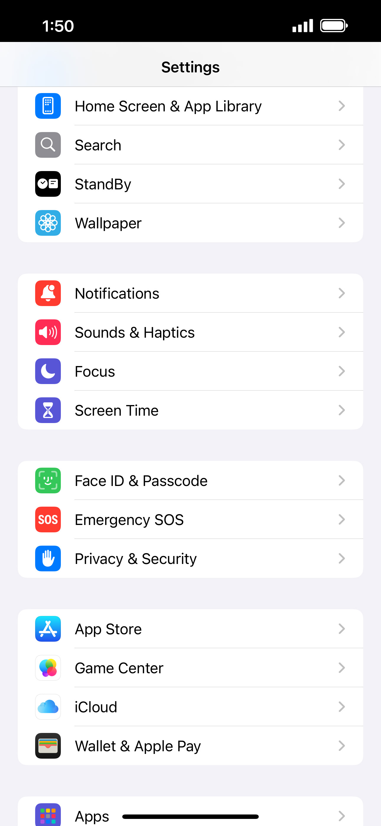 From the Settings app, scroll to and tap Apps.