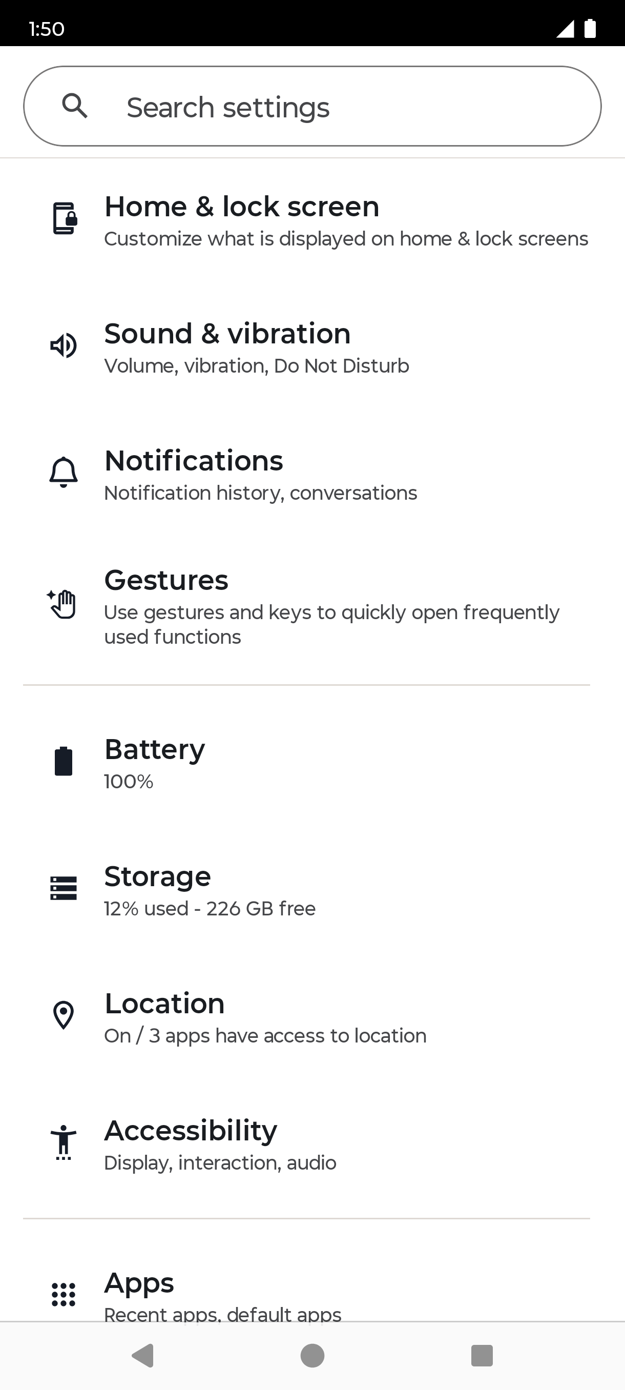 From the Settings app, scroll to and tap Apps.