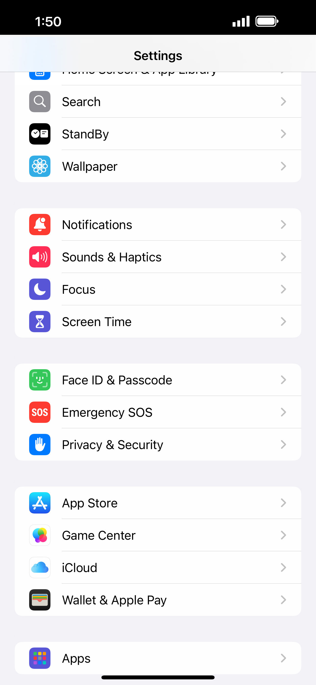 From the Settings app, scroll to and tap Apps.