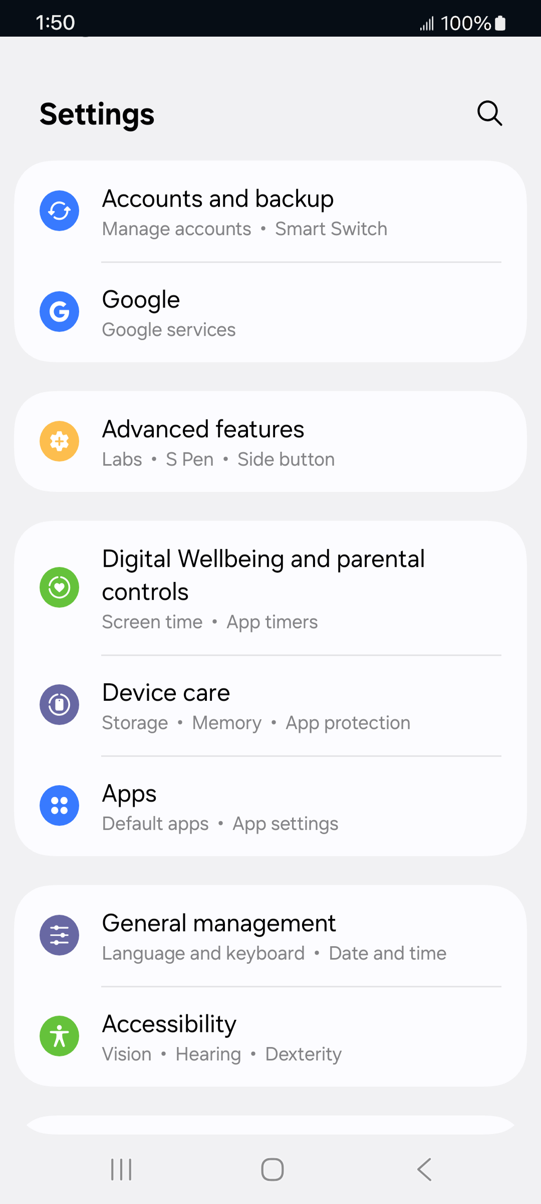 From the Settings app, scroll to and tap Apps.