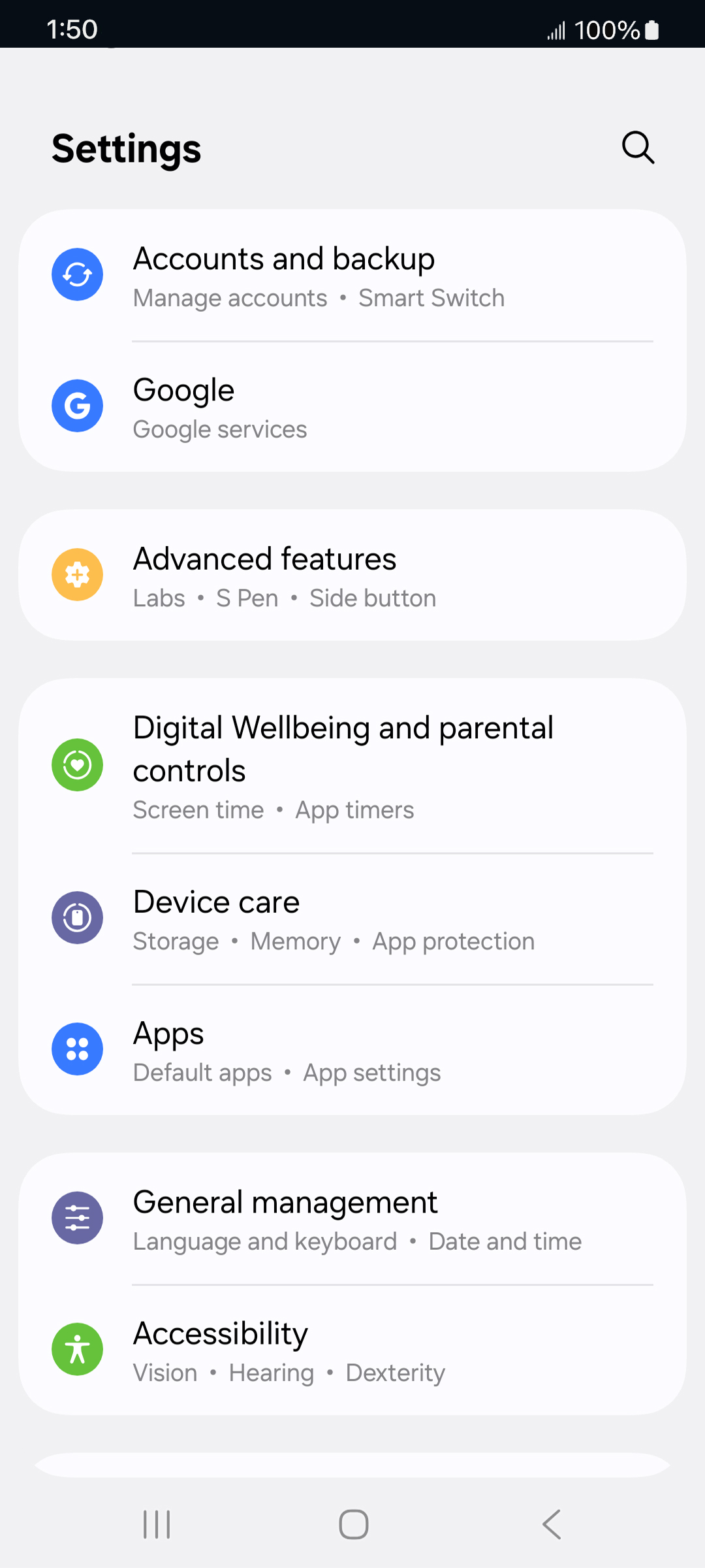 From the Settings app, scroll to and tap Apps.