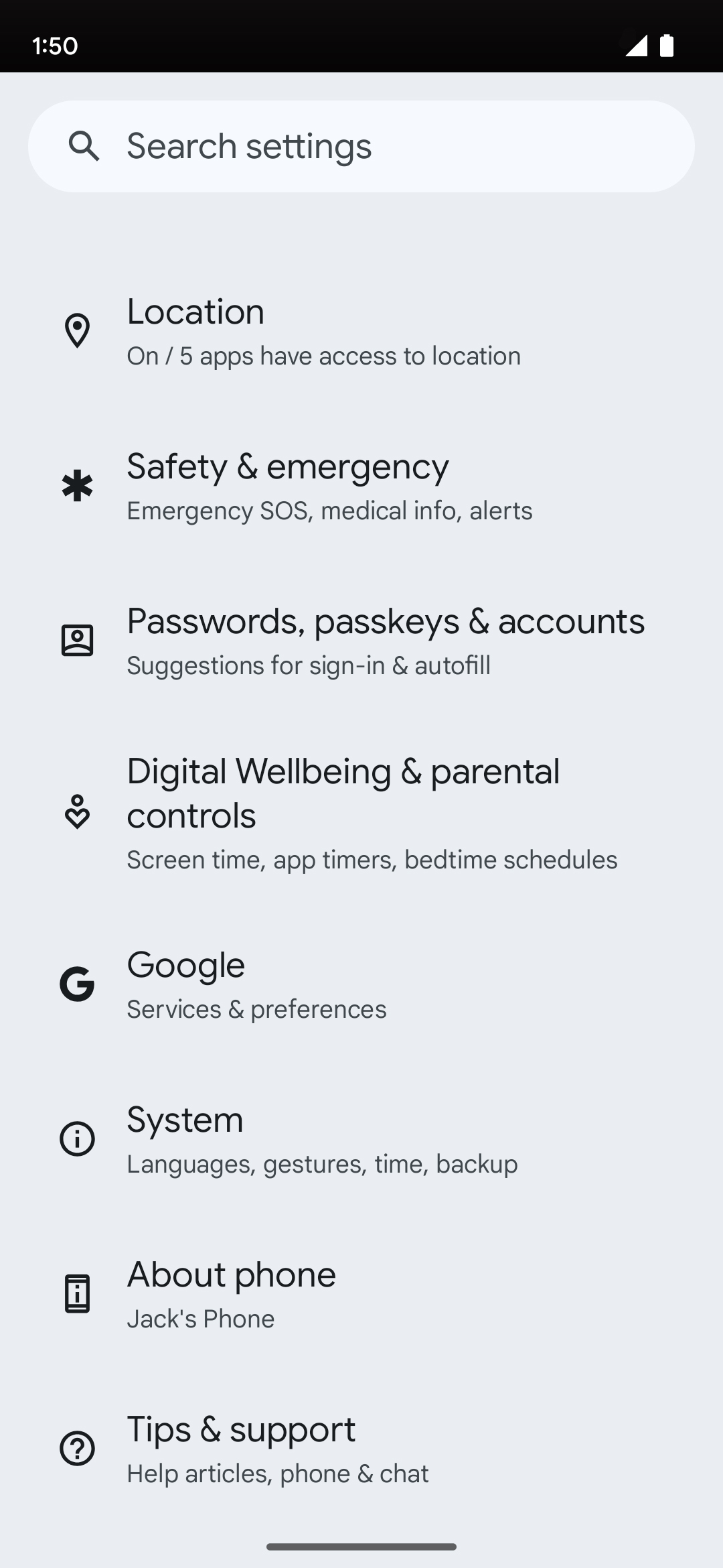 En la aplicación Settings, toca Apps.