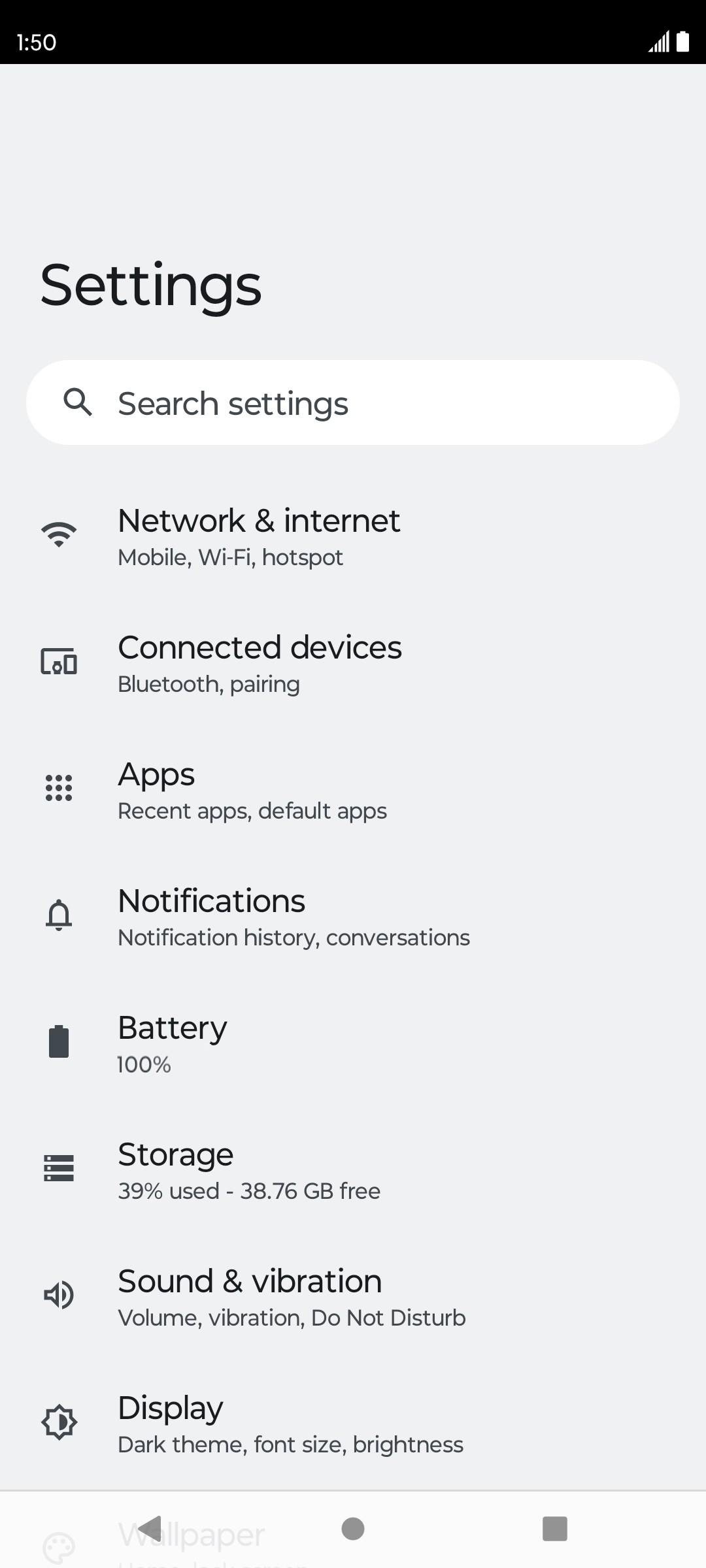 En la aplicación Settings, toca Apps.