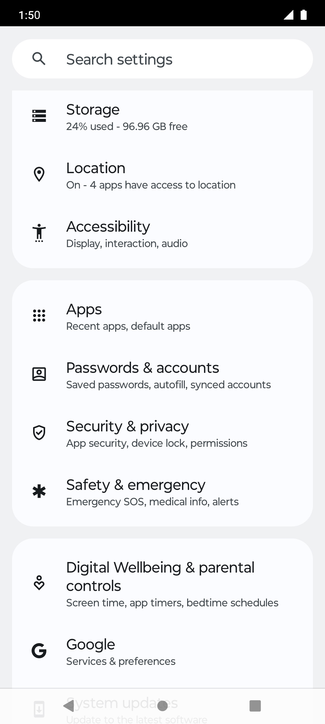 From the Settings app, scroll to and tap Apps.