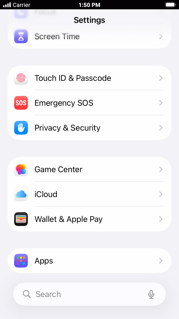 From the Settings app, scroll to and tap Apps.