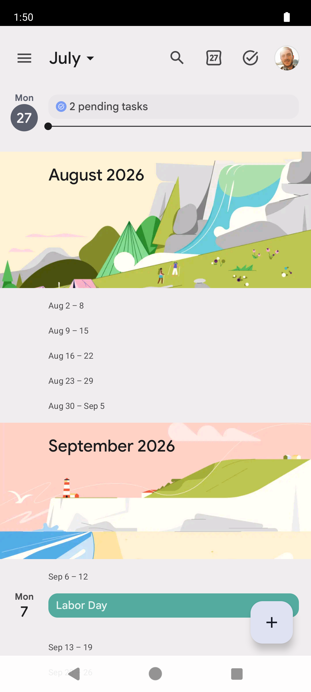 Calendar interface