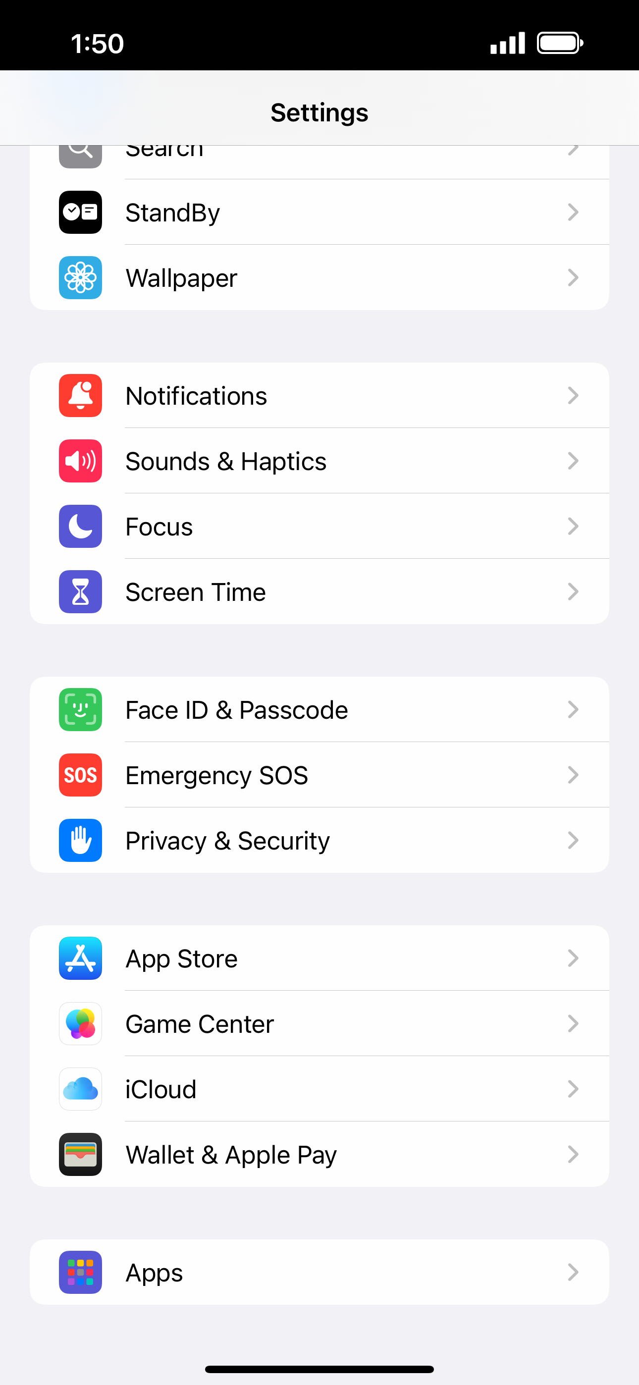 En la aplicación Settings, toca Apps.