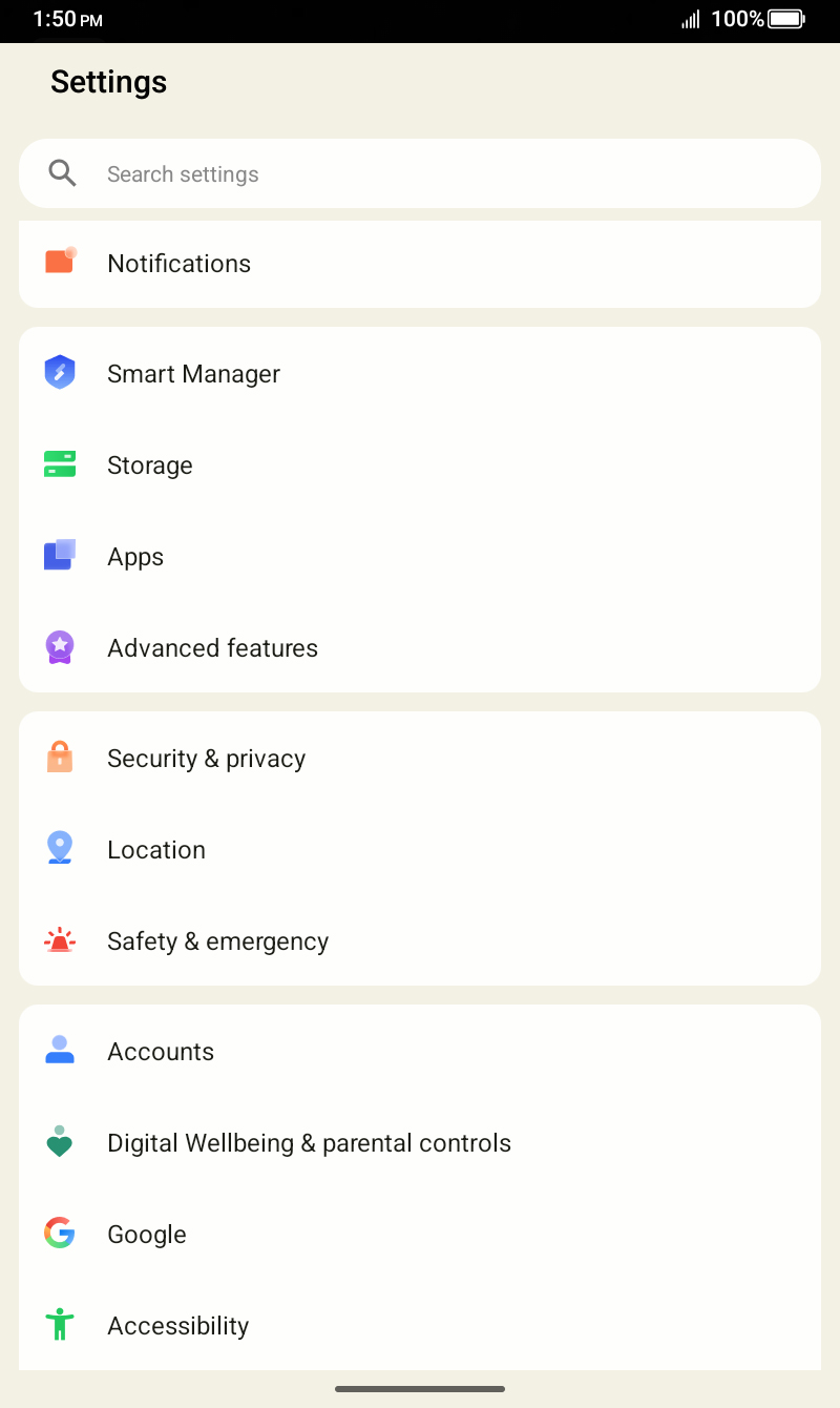 From the Settings app, scroll to and tap Apps.