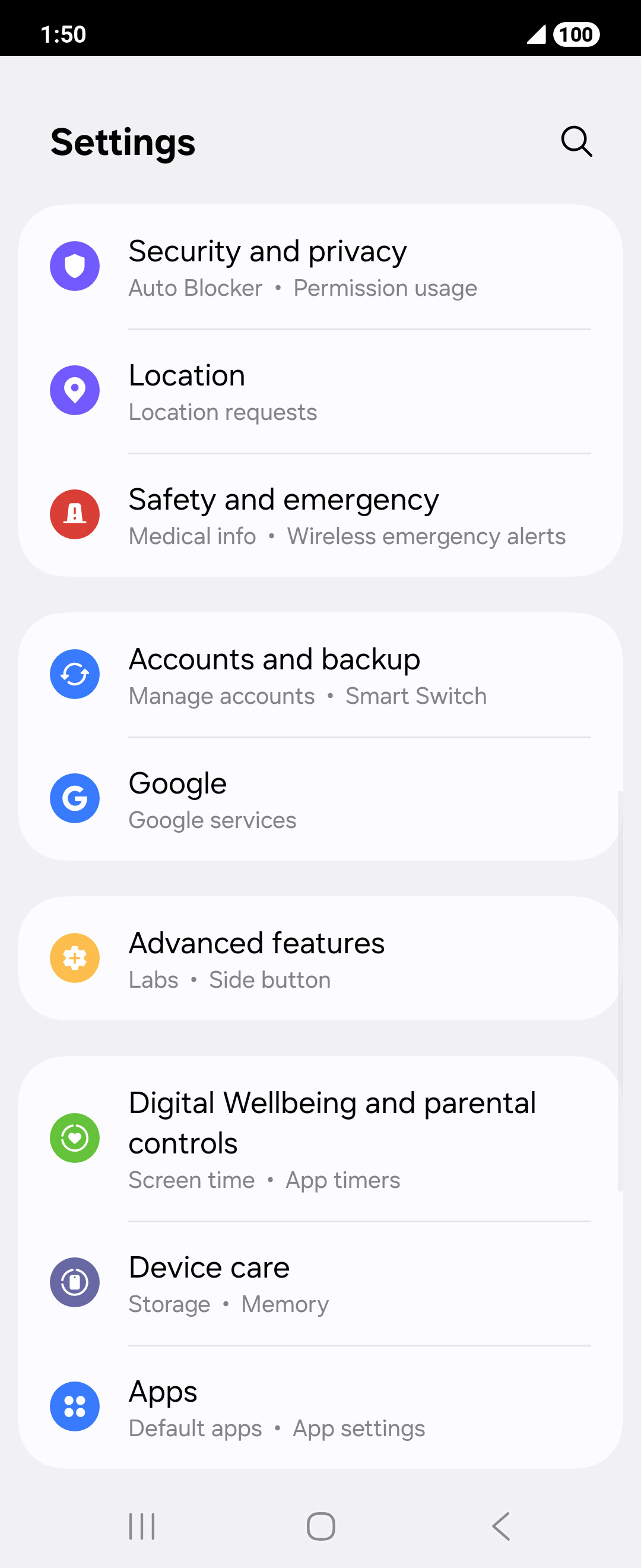 From the Settings app, scroll to and tap Apps.