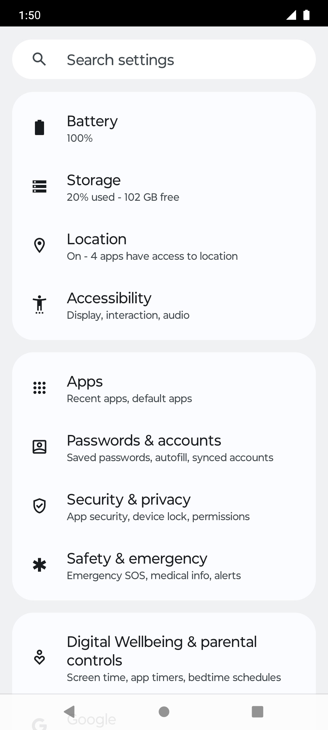 From the Settings app, scroll to and tap Apps.